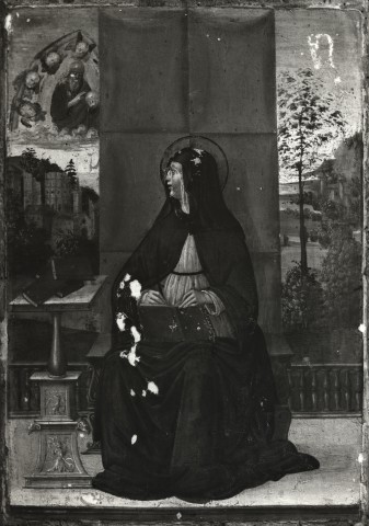 Anonimo — Anonimo umbro - sec. XV/ XVI - Madonna (?) e Dio Padre — insieme